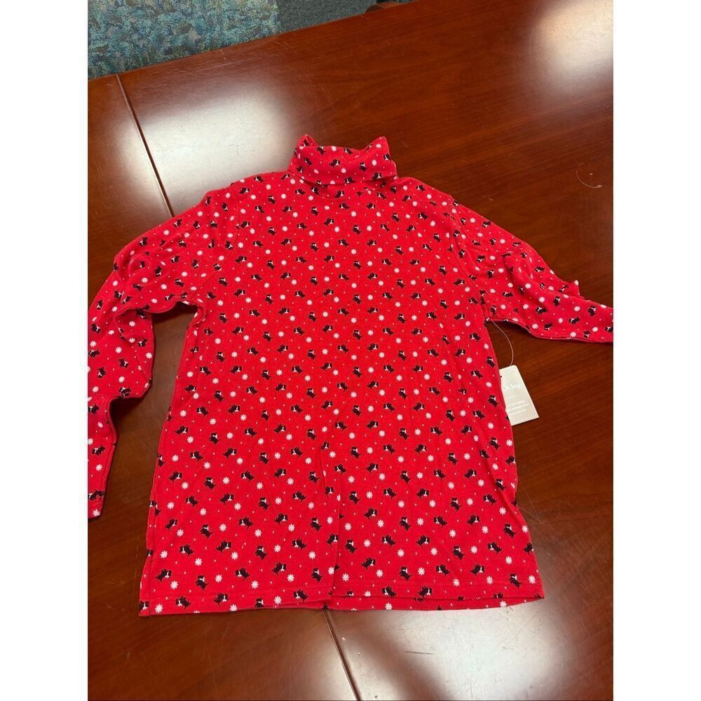 White Stag Red Scottie Dog Snowflake Christmas Winter Turtleneck sz L NWT
